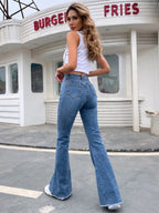 EMERY ROSE Slim Fit Flare Leg Casual Versatile Button Pocket Women Jeans