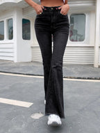 EMERY ROSE Slim Fit Flare Leg Casual Versatile Button Pocket Women Jeans