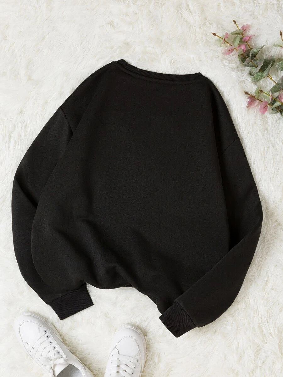 INAWLY Letter & Floral Print Thermal Pullover,Long Sleeve Tops Graduation,Back To School Outfits,Graduation,Teacher Outfits For Women,Back To School  Fall Outfit