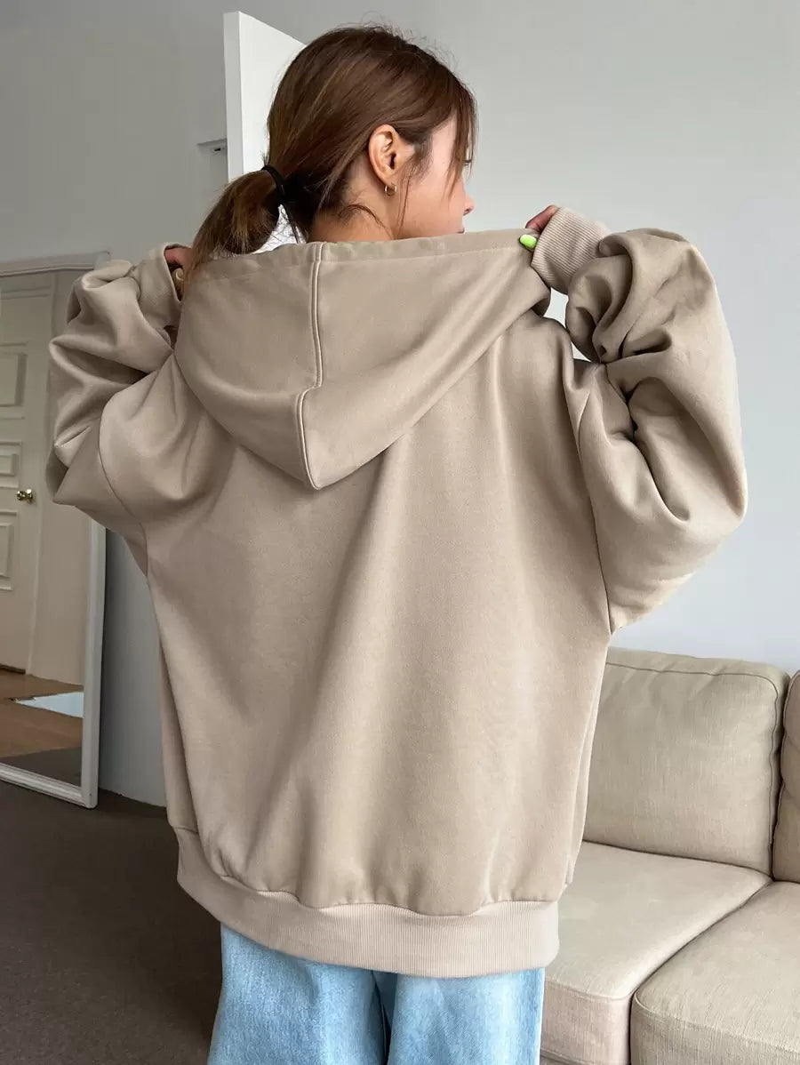 DAZY Women's Zipper Front Hoodie With Drawstring Closure,Long Sleeve Tops,Fall Clothes Sweatshirt Jacket