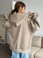 DAZY Women's Zipper Front Hoodie With Drawstring Closure,Long Sleeve Tops,Fall Clothes Sweatshirt Jacket