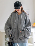 DAZY Women's Zipper Front Hoodie With Drawstring Closure,Long Sleeve Tops,Fall Clothes Sweatshirt Jacket