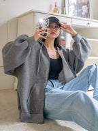 DAZY Women's Zipper Front Hoodie With Drawstring Closure,Long Sleeve Tops,Fall Clothes Sweatshirt Jacket