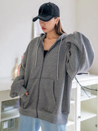 DAZY Women's Zipper Front Hoodie With Drawstring Closure,Long Sleeve Tops,Fall Clothes Sweatshirt Jacket