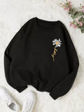 INAWLY Letter & Floral Print Thermal Pullover,Long Sleeve Tops Graduation,Back To School Outfits,Graduation,Teacher Outfits For Women,Back To School  Fall Outfit