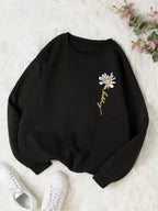 INAWLY Letter & Floral Print Thermal Pullover,Long Sleeve Tops Graduation,Back To School Outfits,Graduation,Teacher Outfits For Women,Back To School  Fall Outfit