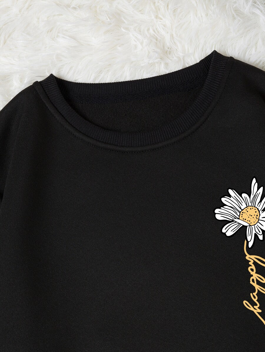 INAWLY Letter & Floral Print Thermal Pullover,Long Sleeve Tops Graduation,Back To School Outfits,Graduation,Teacher Outfits For Women,Back To School  Fall Outfit