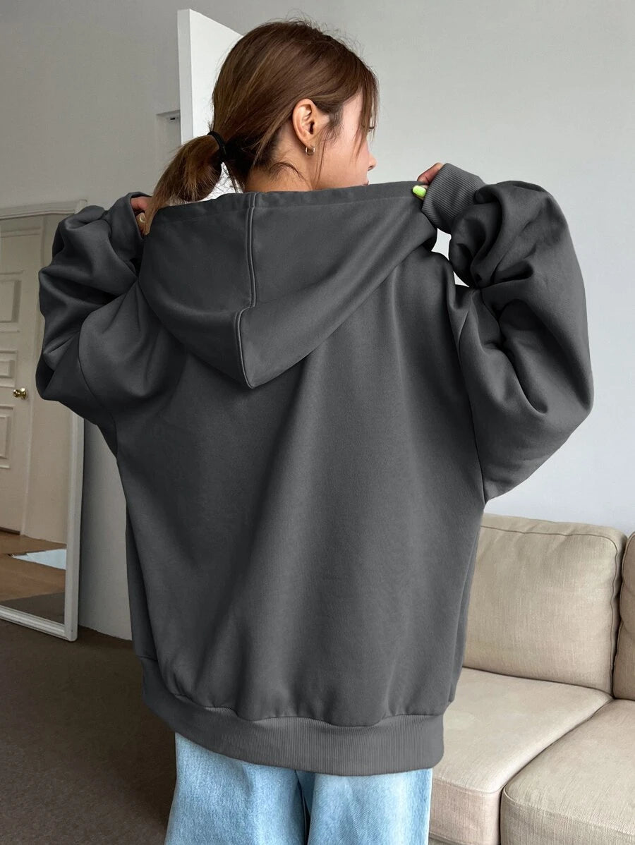 DAZY Women's Zipper Front Hoodie With Drawstring Closure,Long Sleeve Tops,Fall Clothes Sweatshirt Jacket