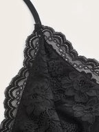 ROMWE PUNK Contrast Lace Ruched Halter Top