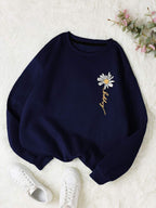 INAWLY Letter & Floral Print Thermal Pullover,Long Sleeve Tops Graduation,Back To School Outfits,Graduation,Teacher Outfits For Women,Back To School  Fall Outfit