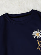 INAWLY Letter & Floral Print Thermal Pullover,Long Sleeve Tops Graduation,Back To School Outfits,Graduation,Teacher Outfits For Women,Back To School  Fall Outfit