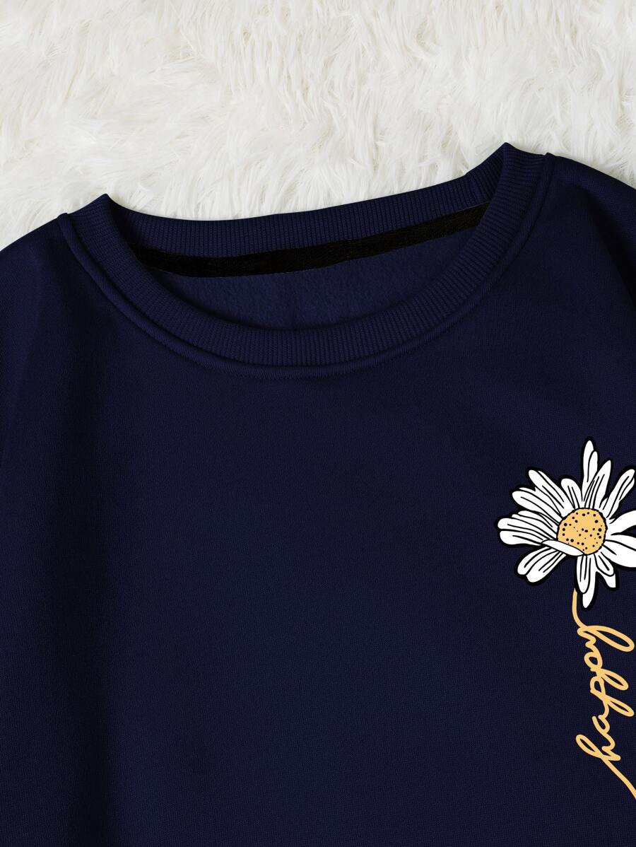 INAWLY Letter & Floral Print Thermal Pullover,Long Sleeve Tops Graduation,Back To School Outfits,Graduation,Teacher Outfits For Women,Back To School  Fall Outfit