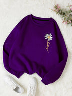 INAWLY Letter & Floral Print Thermal Pullover,Long Sleeve Tops Graduation,Back To School Outfits,Graduation,Teacher Outfits For Women,Back To School  Fall Outfit