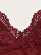 ROMWE PUNK Contrast Lace Ruched Halter Top