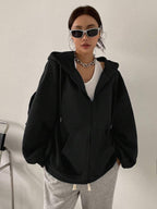 DAZY Women's Zipper Front Hoodie With Drawstring Closure,Long Sleeve Tops,Fall Clothes Sweatshirt Jacket