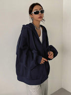 DAZY Women's Zipper Front Hoodie With Drawstring Closure,Long Sleeve Tops,Fall Clothes Sweatshirt Jacket