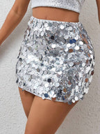 BamGleam Sequin Mini Bodycon Skirt For Holiday Party Clothes