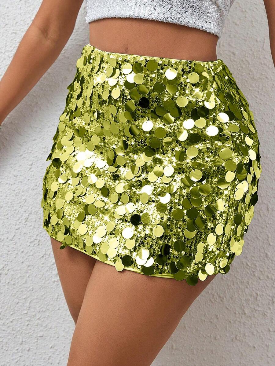 BamGleam Sequin Mini Bodycon Skirt For Holiday Party Clothes