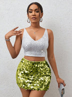 BamGleam Sequin Mini Bodycon Skirt For Holiday Party Clothes