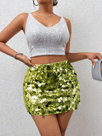 BamGleam Sequin Mini Bodycon Skirt For Holiday Party Clothes