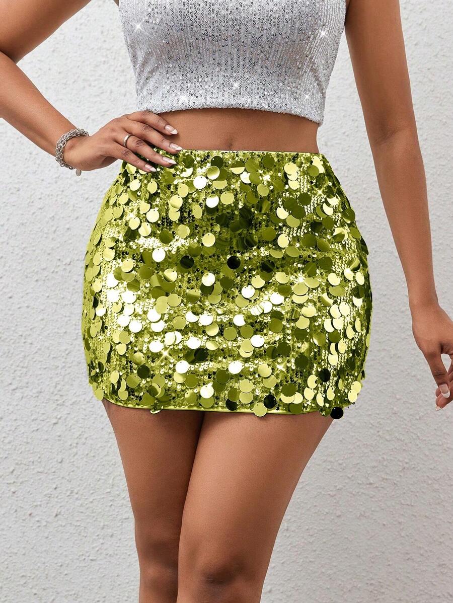 BamGleam Sequin Mini Bodycon Skirt For Holiday Party Clothes
