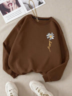 INAWLY Letter & Floral Print Thermal Pullover,Long Sleeve Tops Graduation,Back To School Outfits,Graduation,Teacher Outfits For Women,Back To School  Fall Outfit