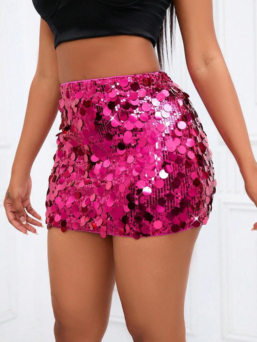BamGleam Sequin Mini Bodycon Skirt For Holiday Party Clothes
