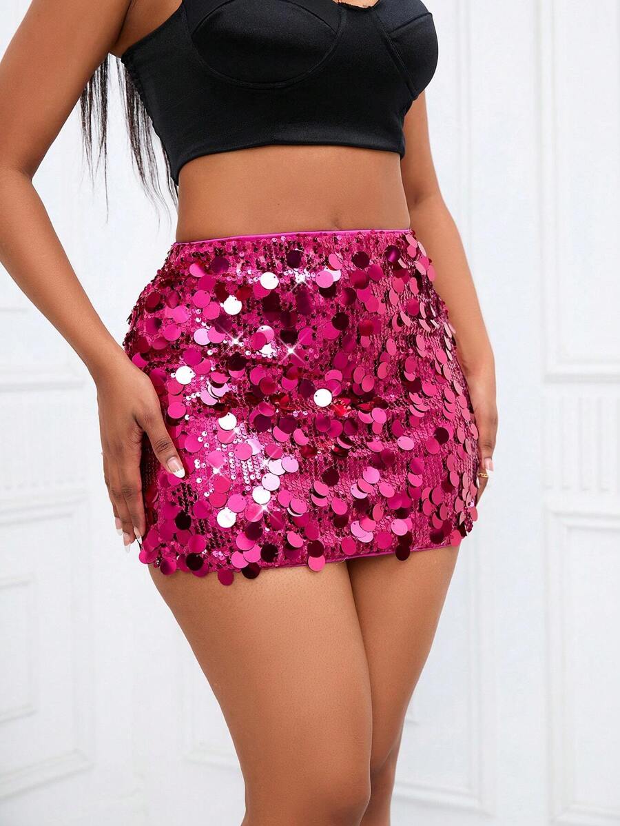 BamGleam Sequin Mini Bodycon Skirt For Holiday Party Clothes