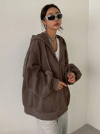 DAZY Women's Zipper Front Hoodie With Drawstring Closure,Long Sleeve Tops,Fall Clothes Sweatshirt Jacket