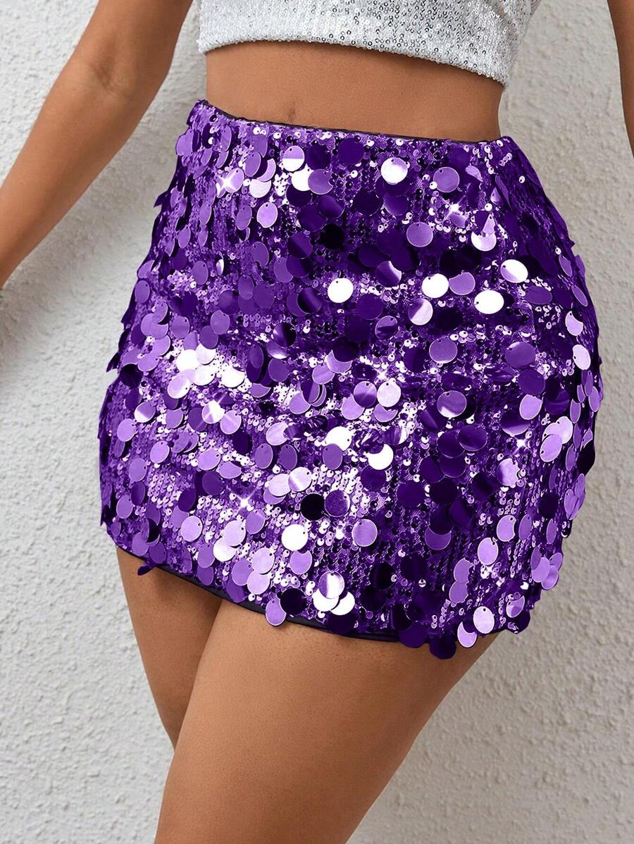BamGleam Sequin Mini Bodycon Skirt For Holiday Party Clothes