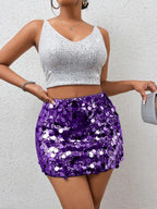 BamGleam Sequin Mini Bodycon Skirt For Holiday Party Clothes