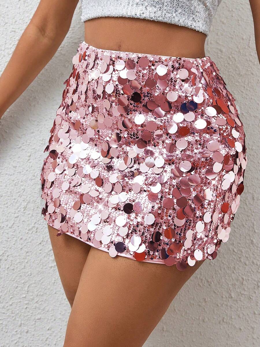 BamGleam Sequin Mini Bodycon Skirt For Holiday Party Clothes