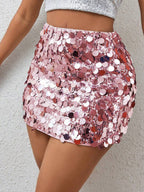 BamGleam Sequin Mini Bodycon Skirt For Holiday Party Clothes