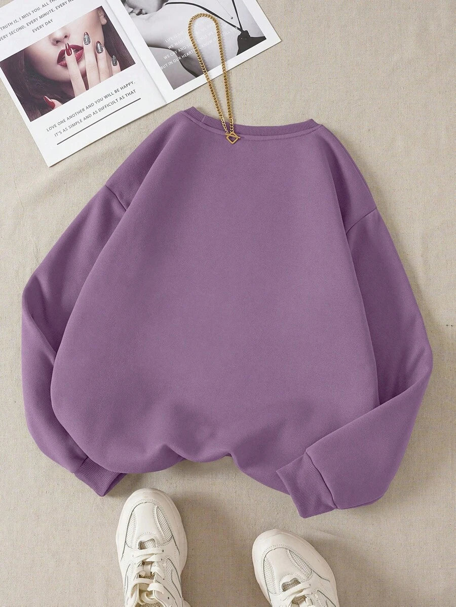 INAWLY Letter & Floral Print Thermal Pullover,Long Sleeve Tops Graduation,Back To School Outfits,Graduation,Teacher Outfits For Women,Back To School  Fall Outfit