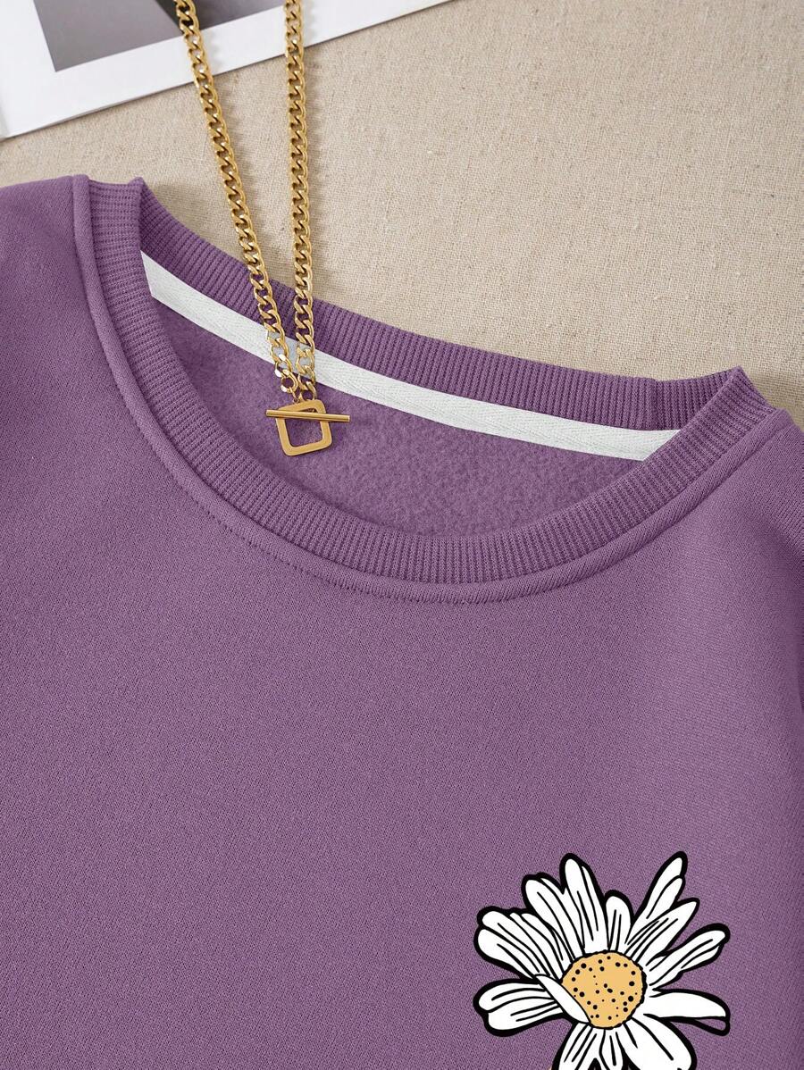 INAWLY Letter & Floral Print Thermal Pullover,Long Sleeve Tops Graduation,Back To School Outfits,Graduation,Teacher Outfits For Women,Back To School  Fall Outfit