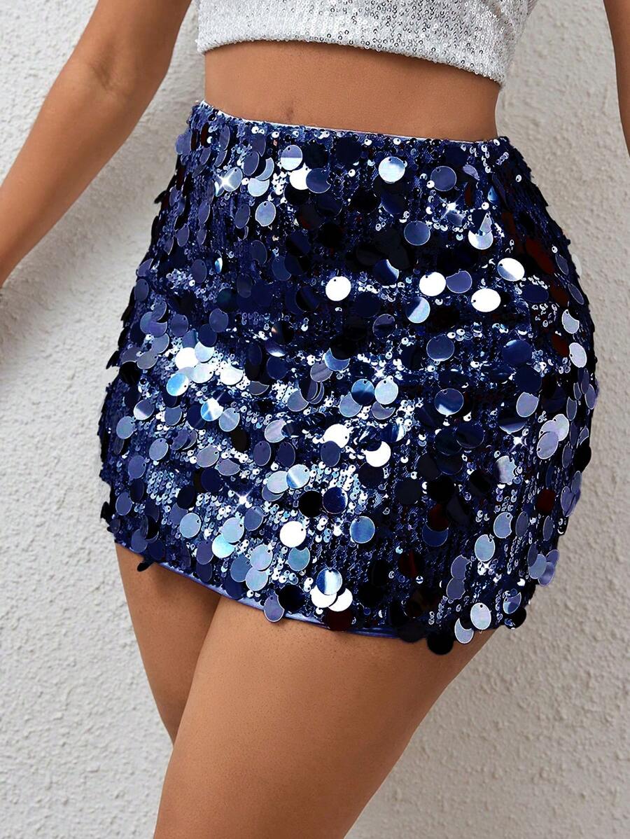 BamGleam Sequin Mini Bodycon Skirt For Holiday Party Clothes