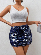 BamGleam Sequin Mini Bodycon Skirt For Holiday Party Clothes