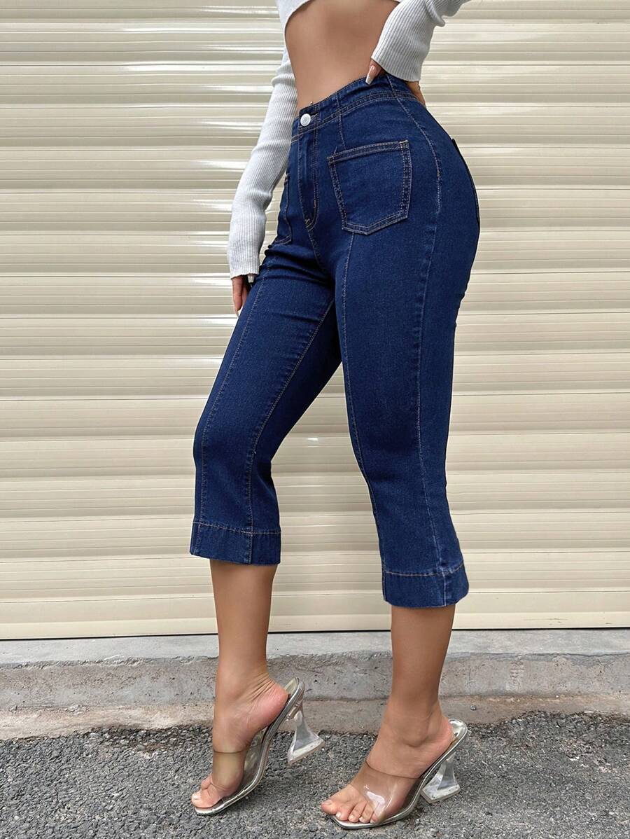 SHEIN Privé Women's Length Denim Capri Pants