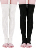 2 Pairs Long Knit Leg Warmers Over Knee Winter Leg Warmers High Footless Knee Leg Warmers For Women And Girls, Cozy