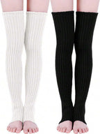 2 Pairs Long Knit Leg Warmers Over Knee Winter Leg Warmers High Footless Knee Leg Warmers For Women And Girls, Cozy