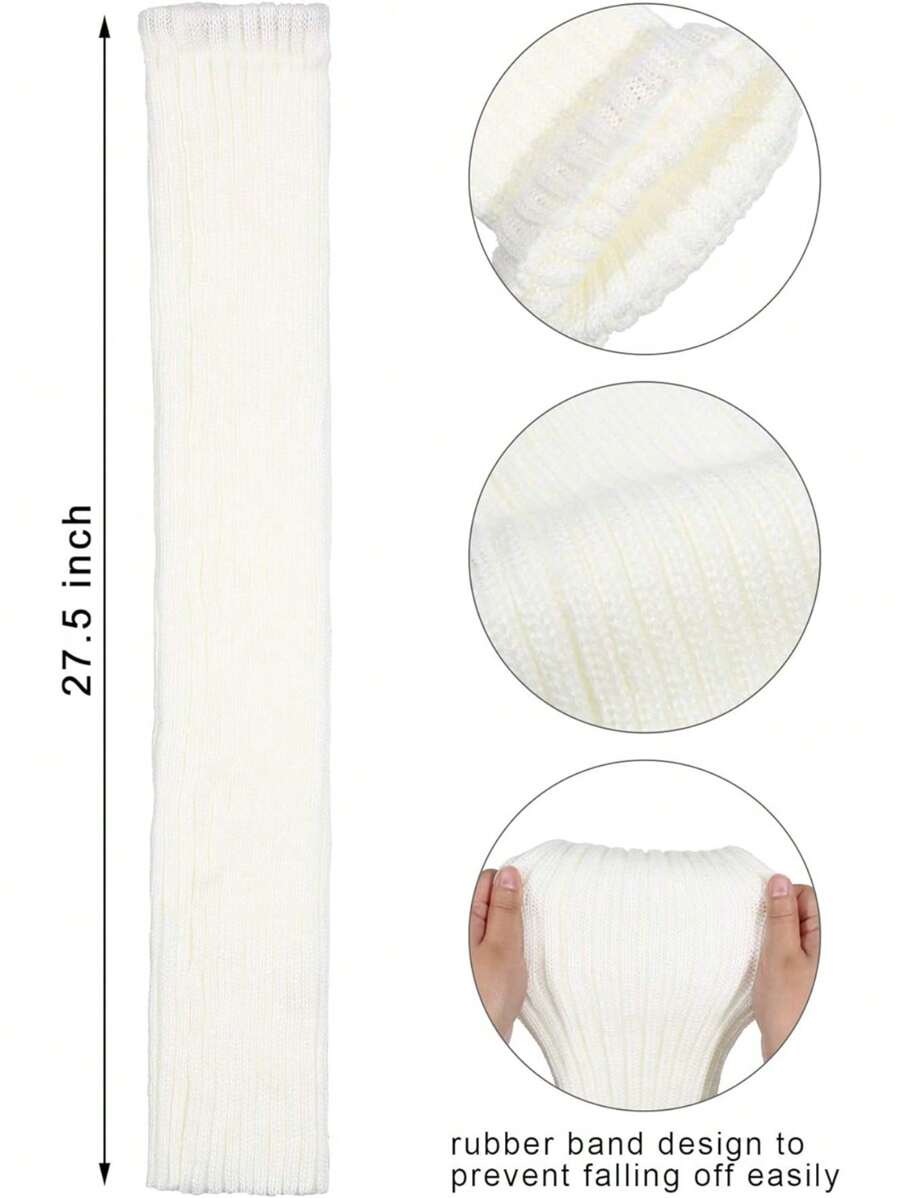 2 Pairs Long Knit Leg Warmers Over Knee Winter Leg Warmers High Footless Knee Leg Warmers For Women And Girls, Cozy
