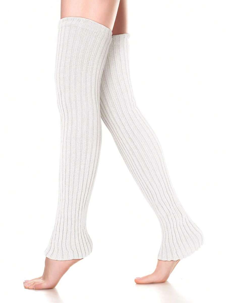 2 Pairs Long Knit Leg Warmers Over Knee Winter Leg Warmers High Footless Knee Leg Warmers For Women And Girls, Cozy
