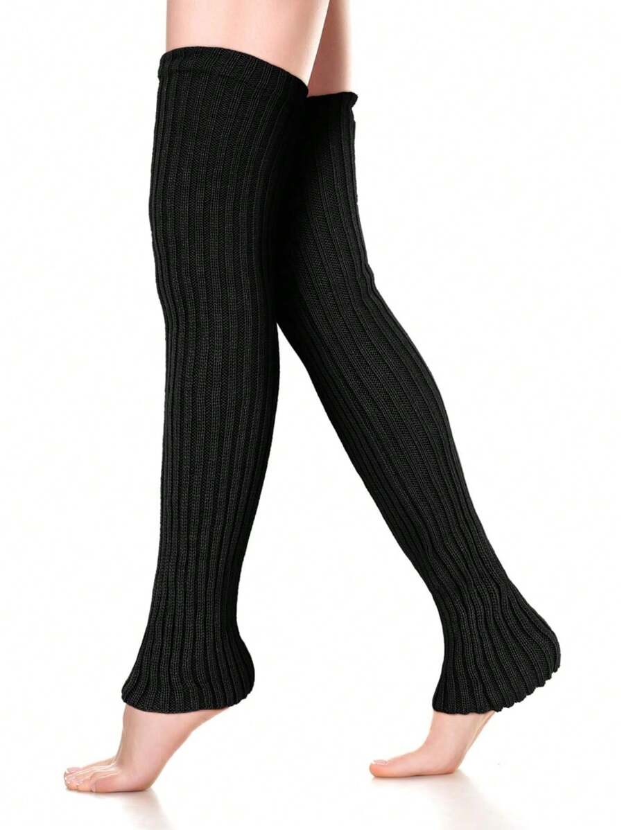 2 Pairs Long Knit Leg Warmers Over Knee Winter Leg Warmers High Footless Knee Leg Warmers For Women And Girls, Cozy