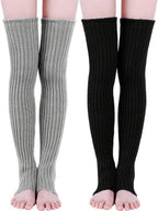 2 Pairs Long Knit Leg Warmers Over Knee Winter Leg Warmers High Footless Knee Leg Warmers For Women And Girls, Cozy