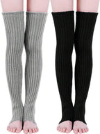 2 Pairs Long Knit Leg Warmers Over Knee Winter Leg Warmers High Footless Knee Leg Warmers For Women And Girls, Cozy