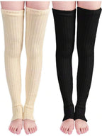 2 Pairs Long Knit Leg Warmers Over Knee Winter Leg Warmers High Footless Knee Leg Warmers For Women And Girls, Cozy
