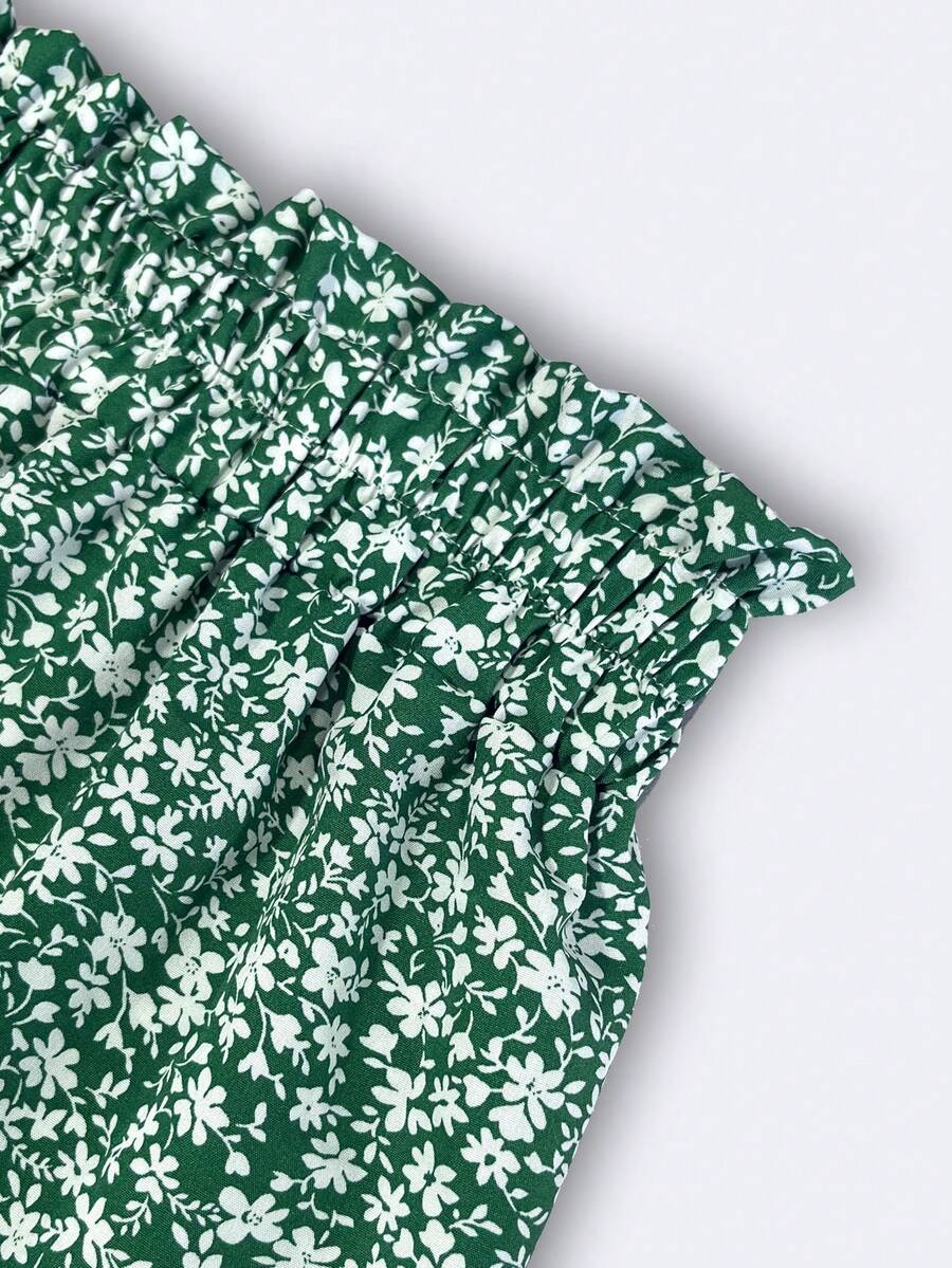Women's Ditsy Floral Layered Ruffle Elastic Waist Vacation Skirt