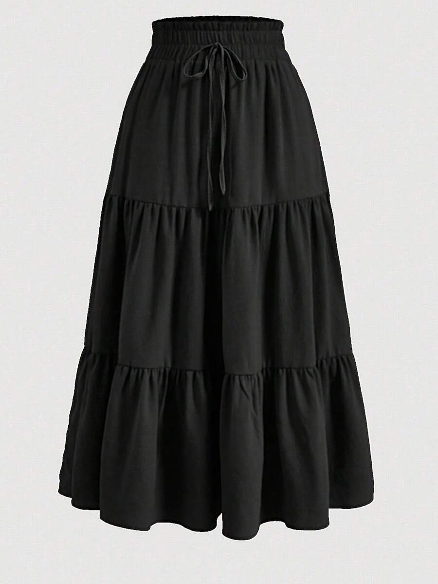 Women's Ditsy Floral Layered Ruffle Elastic Waist Vacation Skirt