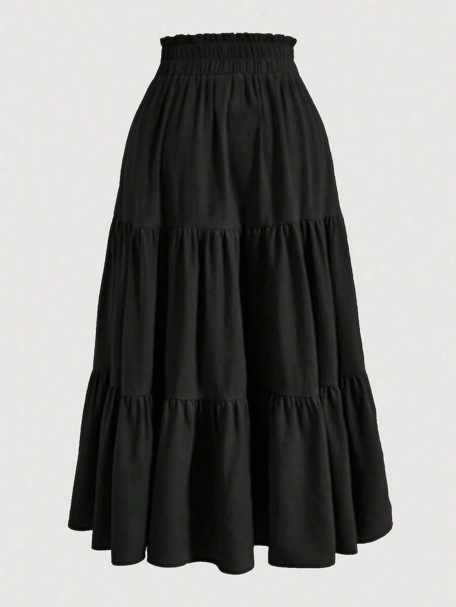 Women's Ditsy Floral Layered Ruffle Elastic Waist Vacation Skirt