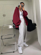 DAZY Women's Zipper Front Hoodie With Drawstring Closure,Long Sleeve Tops,Fall Clothes Sweatshirt Jacket